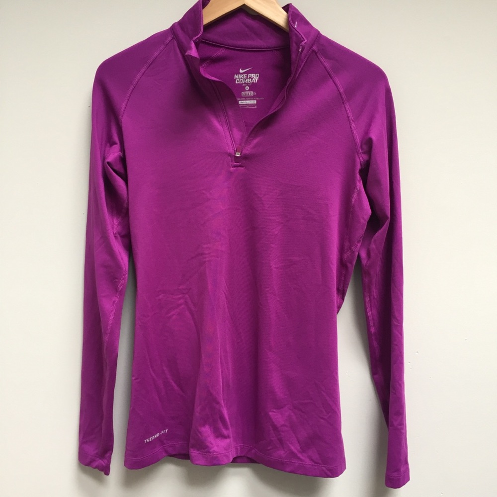 Nike Combat Pro Dri-fit Thumb Hole 3/4 Zip Top